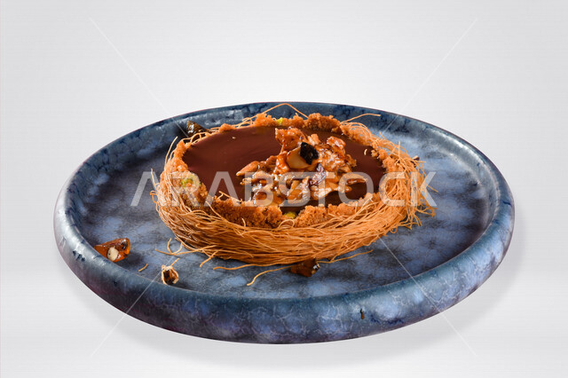 A delicious piece of chocolate stuffed poppy sweets, sweets and sugars, delicious candy pieces, colorful background, tahlia, oriental sweets, Ramadan sweets, cold and delicious sweets