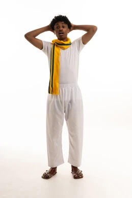 Saudi Man in White Undergarments with Shocked Expression