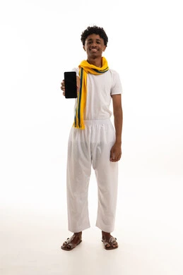 Saudi Man Holding Smartphone on White Background