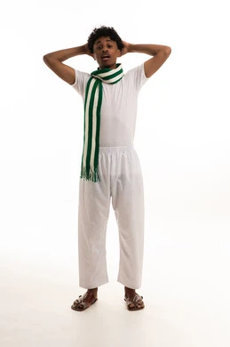 Saudi Man with Green Scarf on White Background