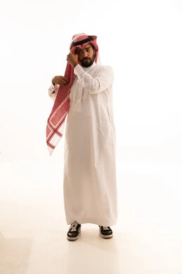 Saudi Man in Traditional Thobe and Shemagh Studio