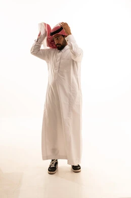 Saudi Man in Traditional Thobe and Shemagh Studio Shot