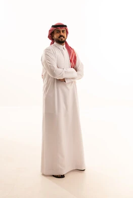 Saudi Man in Traditional Thobe and Shemagh Studio Portrait