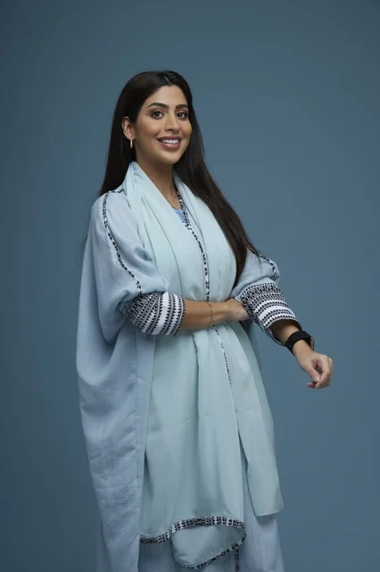 Saudi Woman in Blue Abaya Studio Portrait