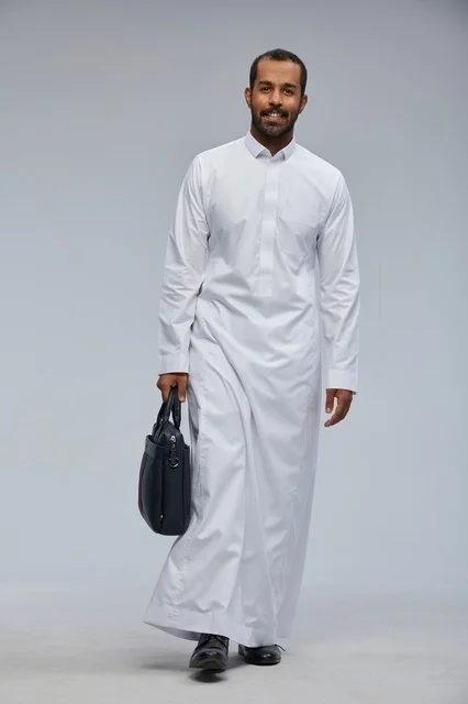 Saudi Businessman with Briefcase in White Thobe