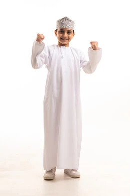 Omani Boy in Traditional Dress Celebrating Studio Shot