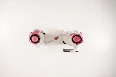 Saudi Businessmen Handshake Top View on White Background