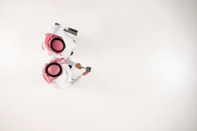 Saudi Men in Traditional Dress Top View Business