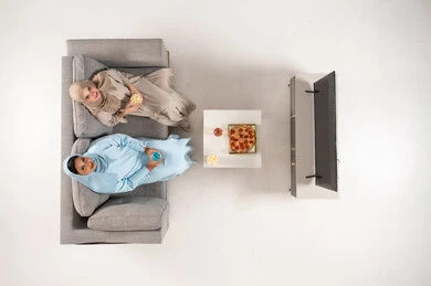 Saudi Women Watching TV Top View Interior
