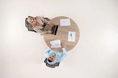 Arab Businesswomen Working at Office Table Top View