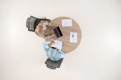 Arab Businesswomen Working at Table Top View