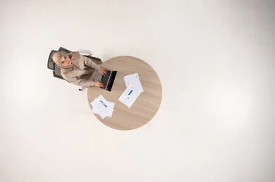 Arab Businesswoman Working on Laptop Top View