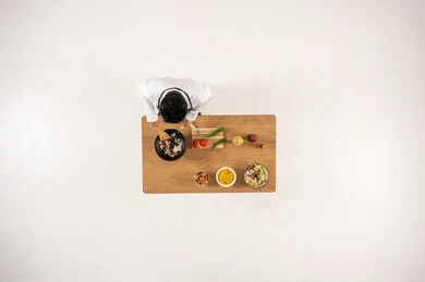 Saudi Professional Chef Preparing Fresh Food Top View
