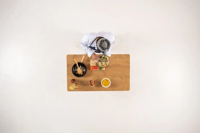 Omani Man Preparing Food Top Down View