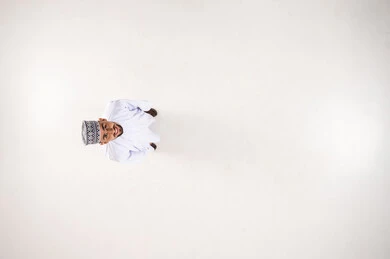 Omani Man in Traditional Dress Top Down View