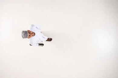 Omani Businessman with Briefcase Top View