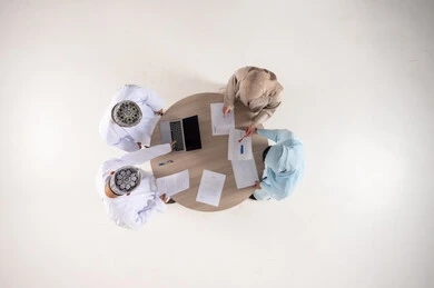 Omani Professionals Business Meeting Top-Down View