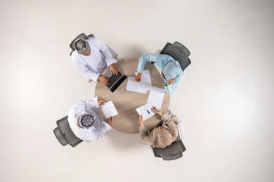 Omani Professionals Meeting Top Down Aerial View Studio