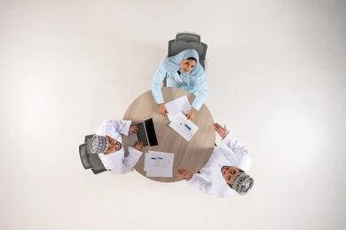 Omani Business Professionals Meeting Overhead View