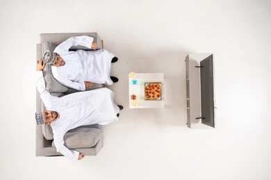 Omani Men in Traditional Dress Top Down View