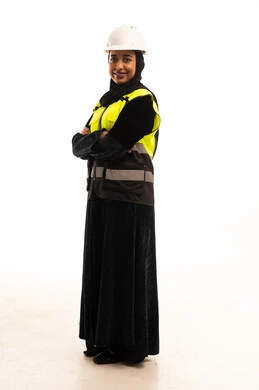 Saudi Female Engineer in Safety Vest and Hard Hat