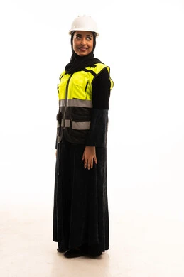 Saudi Female Engineer in Safety Vest and Hard Hat