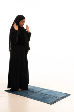 Muslim Arab Woman Praying White Background Takbir