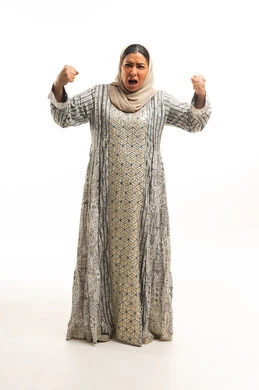 Angry Arab Woman Shouting in Traditional Jalabiya