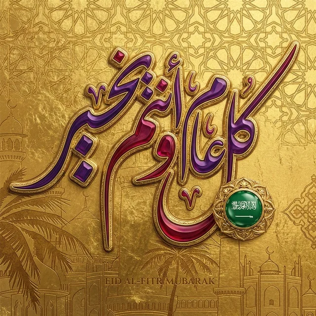تهنئة عيد الفطر الفاخرة ثلاثية الأبعاد