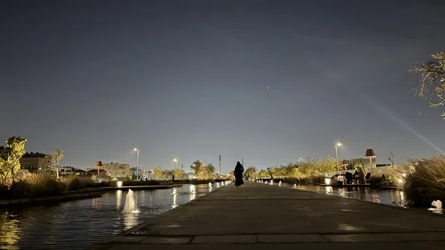 Ahmad Al-Mousa Park Riyadh Night Walkway and Fountains Ahmad Al-Mousa Park Riyadh Night Walkway and Fountains