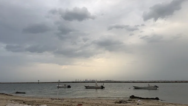 Fishing Boats at Ship Corniche Dammam Under Cloudy Sky