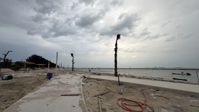 Construction Work at Ship Corniche Dammam Under Cloudy Sky
