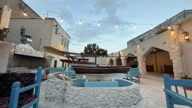 Traditional Courtyard Near Tarot Castle Qatif at Night