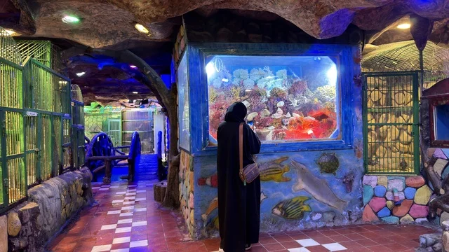 Woman at Dolphin Village Aquarium Dammam Saudi Arabia