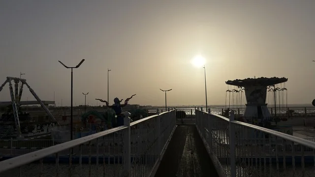 Dolphin Village Dammam Amusement Park Sunset Silhouette