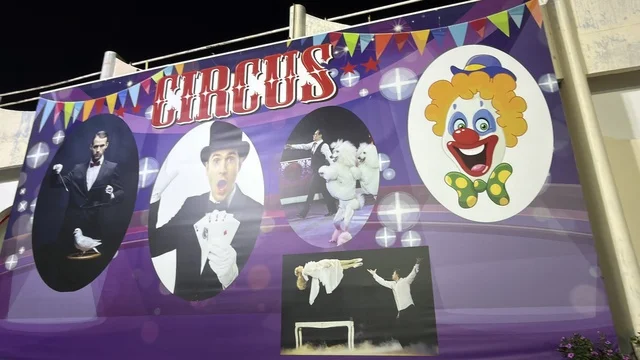 Circus Banner at Dolphin Village Dammam Night View