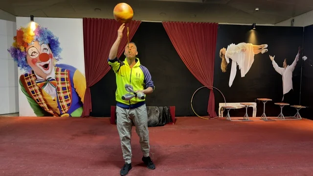 Circus Performer Juggling at Dolphin Village Dammam Stage