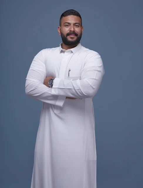 Saudi Man in White Thobe Studio Portrait