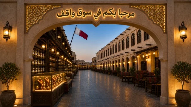 Souq Waqif Doha Qatar Entrance Archway at Night