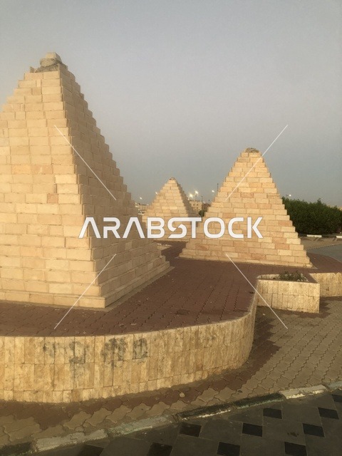 Stone Pyramid Models in Al Lith City Saudi Arabia Day