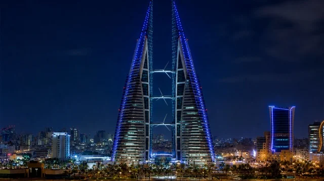 Bahrain World Trade Center Manama Skyline Night View