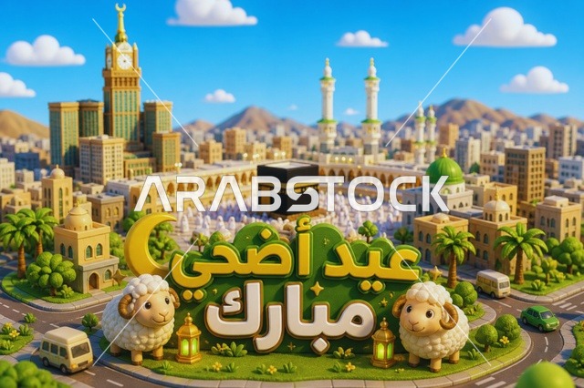 Eid Adha Mubarak Makkah 3D Illustration