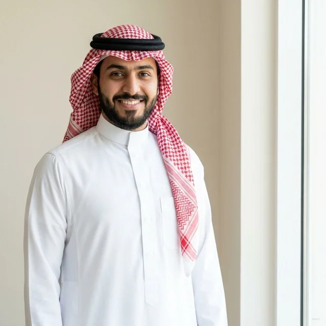 Portrait of Smiling Saudi Man in Traditional Thobe