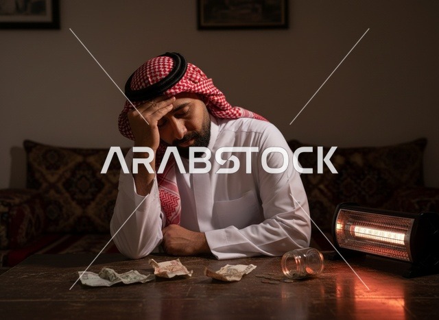 رجل سعودي بالثوب يواجه أزمة مالية في المنزل