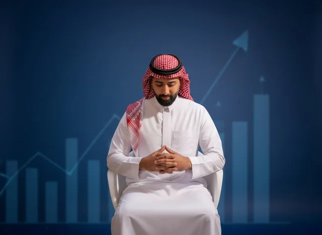 Saudi Businessman with Financial Growth Charts