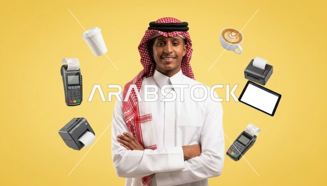 Saudi Man with Digital Payment and Fintech Tools