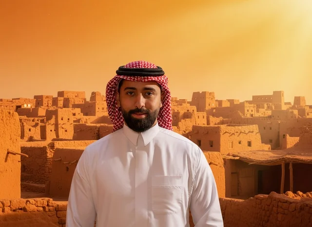 Saudi Man in Traditional Dress at Heritage Village