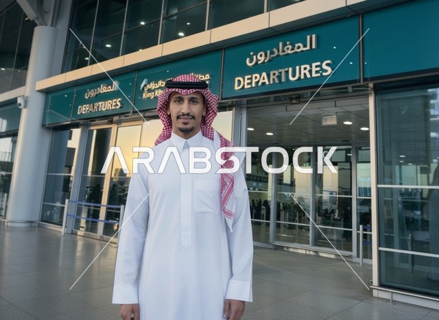 رجل سعودي في صالة المغادرين بمطار الملك خالد