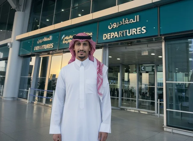 رجل سعودي في صالة المغادرين بمطار الملك خالد