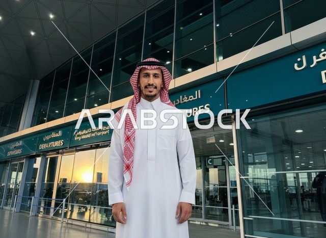 رجل سعودي في صالة المغادرة بمطار الملك خالد بالرياض